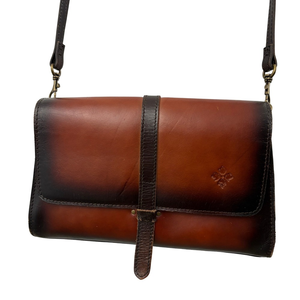 Patricia Nash Tijola Flap Leather Crossbody Bag Brown